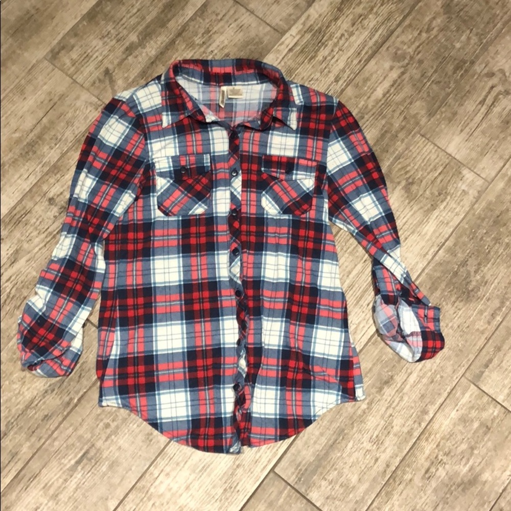 light weight red white and blue flannel